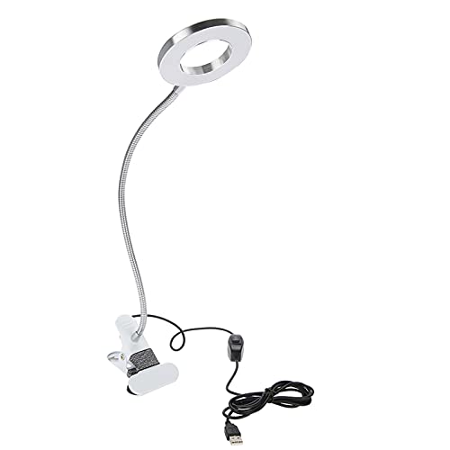 LED Klemmleuchte, Leselampe Schwanenhals Bett Lampe Clip on Licht 360° flexiblem Leselicht Lesen Arbeiten Reisen Zuhause Nachttischlampe USB Aufladbare Buchlampe Nachtlicht Schreibtischlampe Weiß von Tiiyee