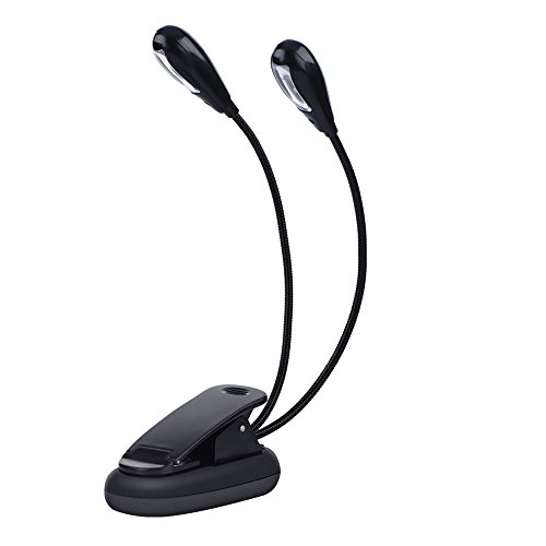 Leselampe Buch Klemme, Buchlampe Notenpultleuchte, USB Mini Leselicht Klemmlampe Doppelarmaufsteckleuchte Einstellbares Clip-on Leselampe Tragbare 8 Perlen LED Buchlampe Klemmleuchte Verstellbarer von Tiiyee