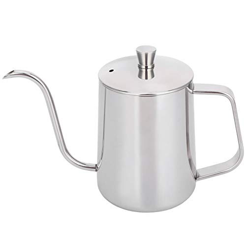 Pour over Kaffee Wasserkocher Schwanenhals, 600ml Kaffeekessel Kaffeekanne Mini kaffeekocher Kanne 304 Edelstahl Perfekt Verwendung Von Kaffeefiltern Tee Filter Vintage Handbrüh wasserkessel Silber von Tiiyee