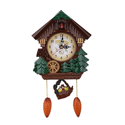 Tiiyee Coo Clocks for Wall, 3.35in Bird Clock with Sounds Wall Singing House Sings Antique Decor Cottage Dekoration für Großvater Hausgarten Braun von Tiiyee