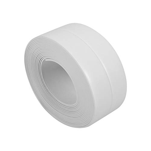 Tiiyee Selbstklebende Dichtband, PVC Wasserdicht Dichtungsband Schimmelresistentes Klebeband Weichsockelleiste Abdichtband Für Badewanne Arbeitsflächen WC Spülbecken Küche Wandecke(38mm*3.2M Weiß) von Tiiyee