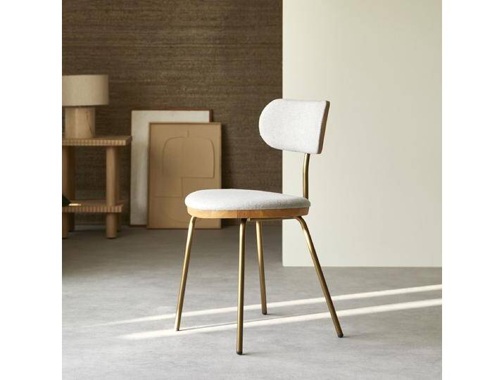 Barstuhl aus heller, massiver Eiche, grauem Stoff und Metall - Kupfer - Fabric Barstuhl aus heller, massiver Eiche, grauem Stoff und Metall - Kupfer - Fabric von Tikamoon