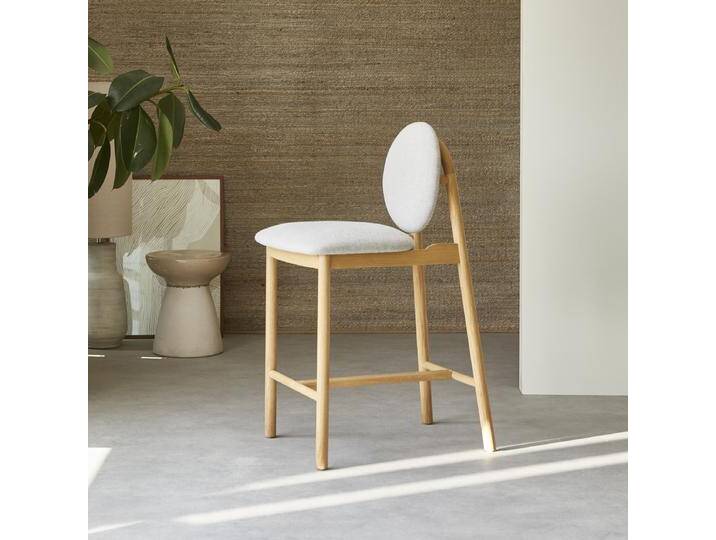 Barstuhl aus massiver Eiche und grauer Wolle - Dunkelgrau - Oak Barstuhl aus massiver Eiche und grauer Wolle - Dunkelgrau - Oak von Tikamoon