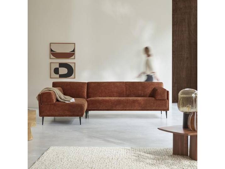Ecksofa links aus terracottafarbenem Samt 270 x 180 cm, 4-Sitzer Finn - Terrakotta - Fabric Ecksofa links aus terracottafarbenem Samt 270 x 180 cm, 4-Sitzer Finn - Terrakotta - Fabric von Tikamoon