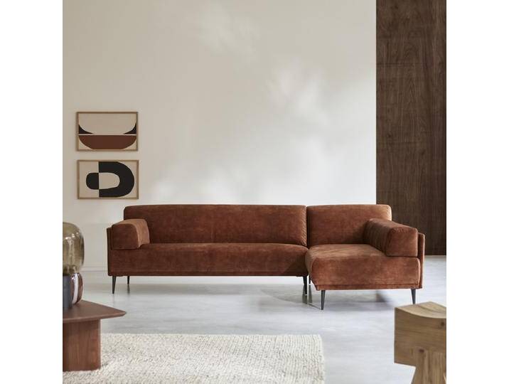 Ecksofa rechts aus terracottafarbenem Samt 270 x 180 cm, 4-Sitzer Finn - Terrakotta - Fabric Ecksofa rechts aus terracottafarbenem Samt 270 x 180 cm, 4-Sitzer Finn - Terrakotta - Fabric von Tikamoon
