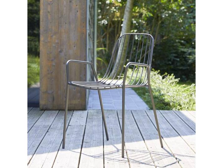 Garten Lehnstuhl aus Metall dark grey - Grau - Metal Garten Lehnstuhl aus Metall dark grey - Grau - Metal von Tikamoon