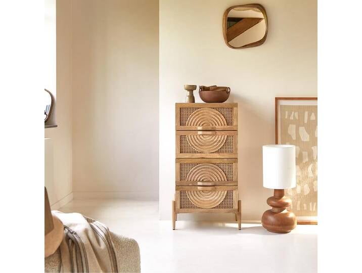 Kommode aus massivem Mangoholz und Rattan Sina - Natur - Mango von Tikamoon