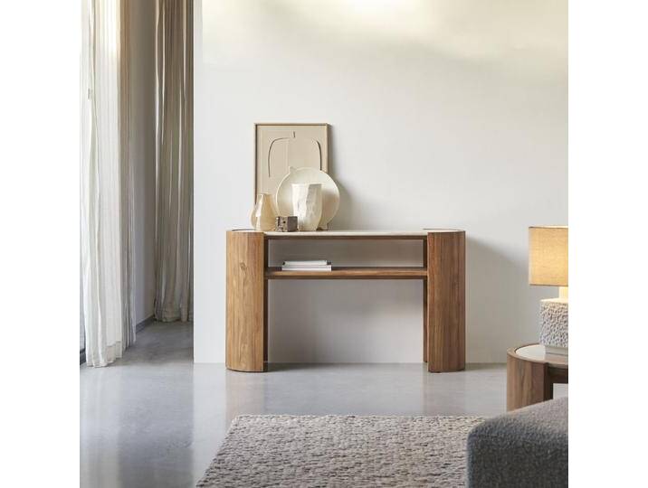 Konsole aus massivem Teakholz und Marmor - Natur - Teak Konsole aus massivem Teakholz und Marmor - Natur - Teak von Tikamoon