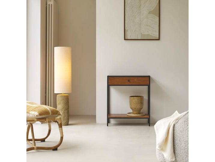 Konsole aus massiver Akazie und Metall mit 1 Schublade von Tikamoon