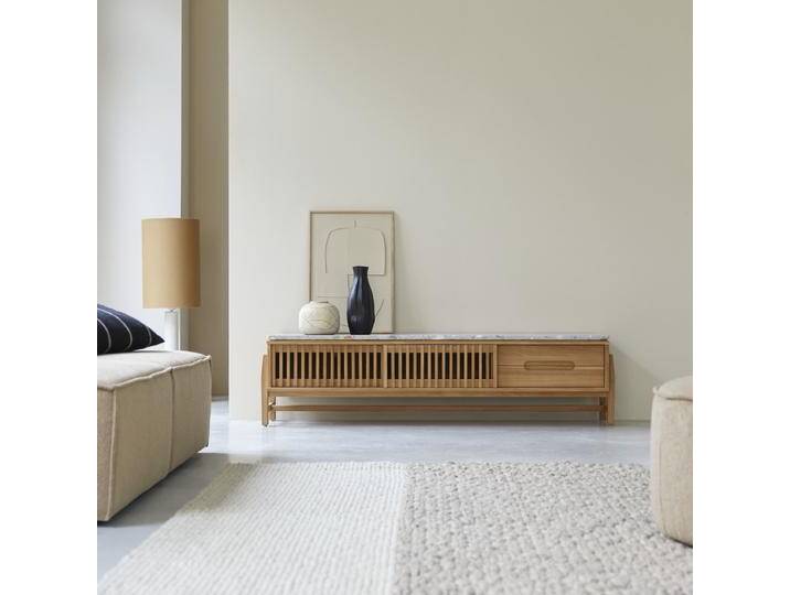 TV-Schrank aus massivem Teakholz und Premium-Terrazzo 175 cm Isaure - Natur - Teak TV-Schrank aus massivem Teakholz und Premium-Terrazzo 175 cm Isaure - Natur - Teak von Tikamoon