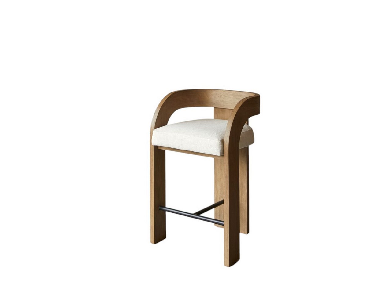 Tikamoon Esszimmerstuhl Barstuhl Boti aus massivem Mindiholz mit naturfarbenem Webstoffbezug Tikamoon Esszimmerstuhl Barstuhl Boti aus massivem Mindiholz mit naturfarbenem Webstoffbezug von Tikamoon