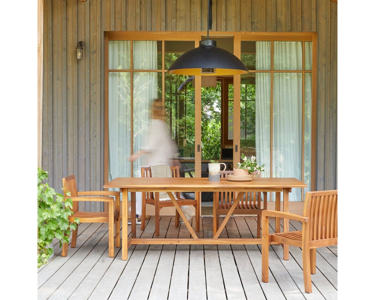 Tikamoon Garten-Essgruppe Alba Gartenmöbelset aus massivem Akazienholz mit 4 Stühlen von Tikamoon