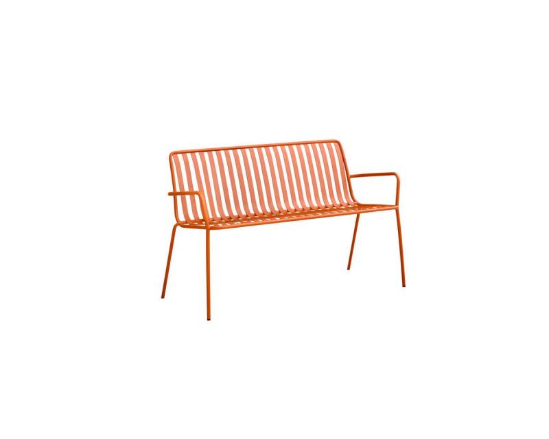 Tikamoon Garten-Essgruppe Gaby Gartenbank aus Metall orange 2-Sitzer von Tikamoon
