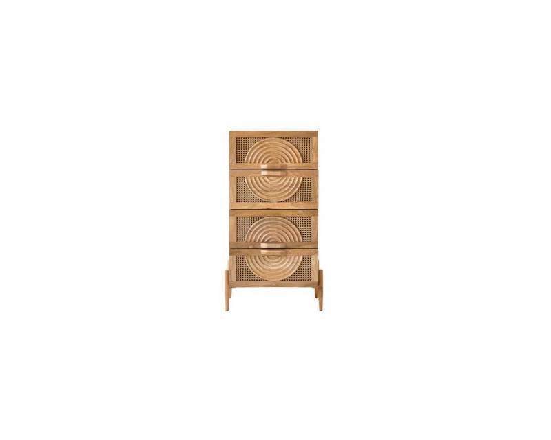 Tikamoon Kommode Sina Kommode aus massivem Mangoholz und Rattan von Tikamoon