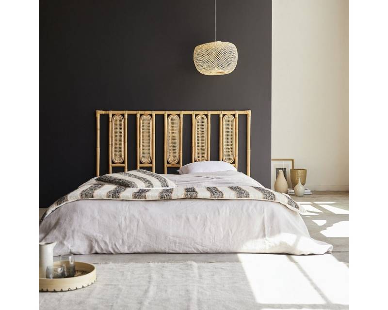 Tikamoon Massivholzbett Kopfteil aus Rattanstäben 160 Paulette (1-tlg) von Tikamoon