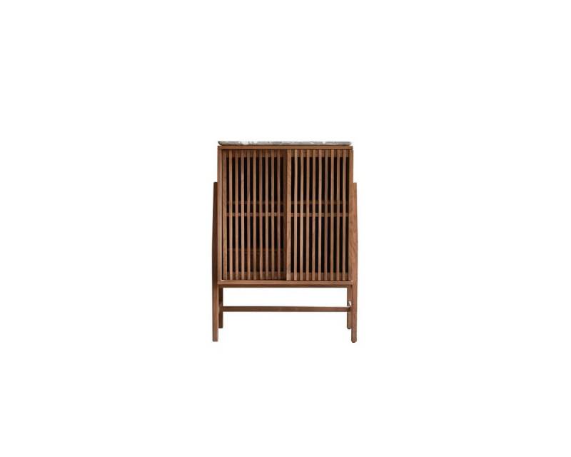 Tikamoon Sideboard Isaure Anrichte Nussbaum massiv und Premium-Terrazzo 80 cm von Tikamoon