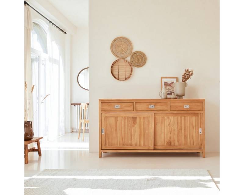 Tikamoon Sideboard Coffee Tek Buffet aus massivem Teakholz 180 cm von Tikamoon