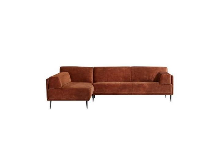 Tikamoon Sofa Ecksofa Finn links aus terracottafarbenem Samt 270 x 180 cm, 4-Sitzer, bunt von Tikamoon