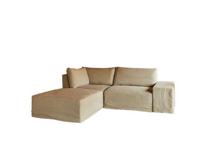 Tikamoon Sofa Nils Modul-Ecksofa aus natürlichem Leinen mit Liegefunktion, 2-Sitzer von Tikamoon