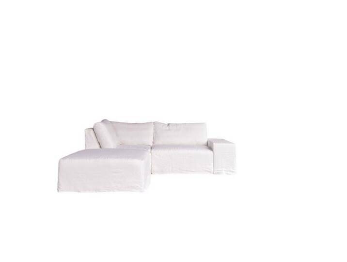Tikamoon Sofa Nils Modul-Ecksofa aus weißem Leinen mit Liegefunktion, 2-Sitzer von Tikamoon