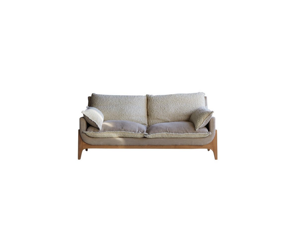 Tikamoon Sofa Woodnest Sofa mit massivem Eichenholzgestell und Leinenbezug 2-Sitzer von Tikamoon
