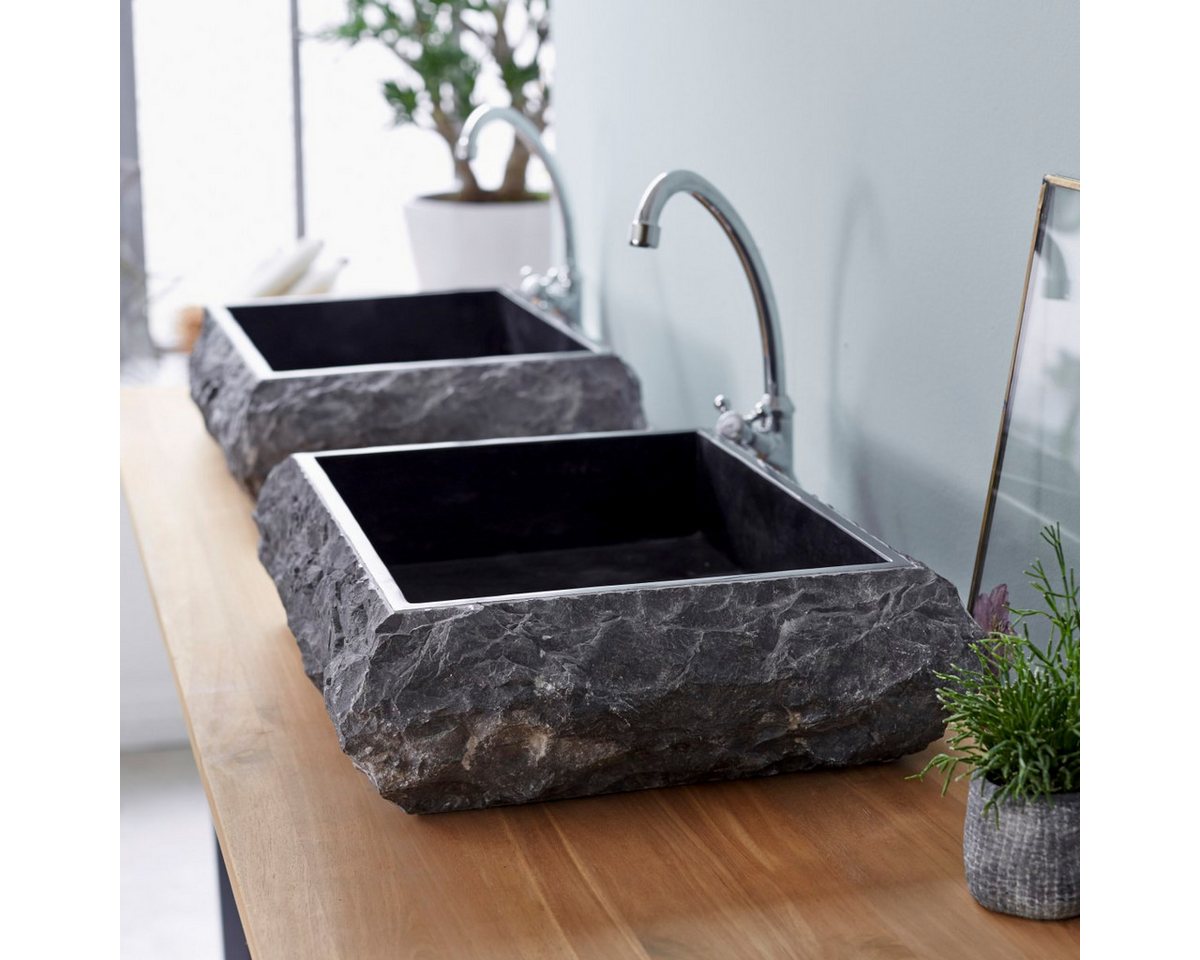 Tikamoon Waschbecken Scrula Slim Waschbecken aus Marmor black von Tikamoon