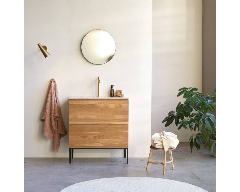 Tikamoon Waschtisch Badmöbel Nova aus massivem Eichenholz und Premium- von Tikamoon