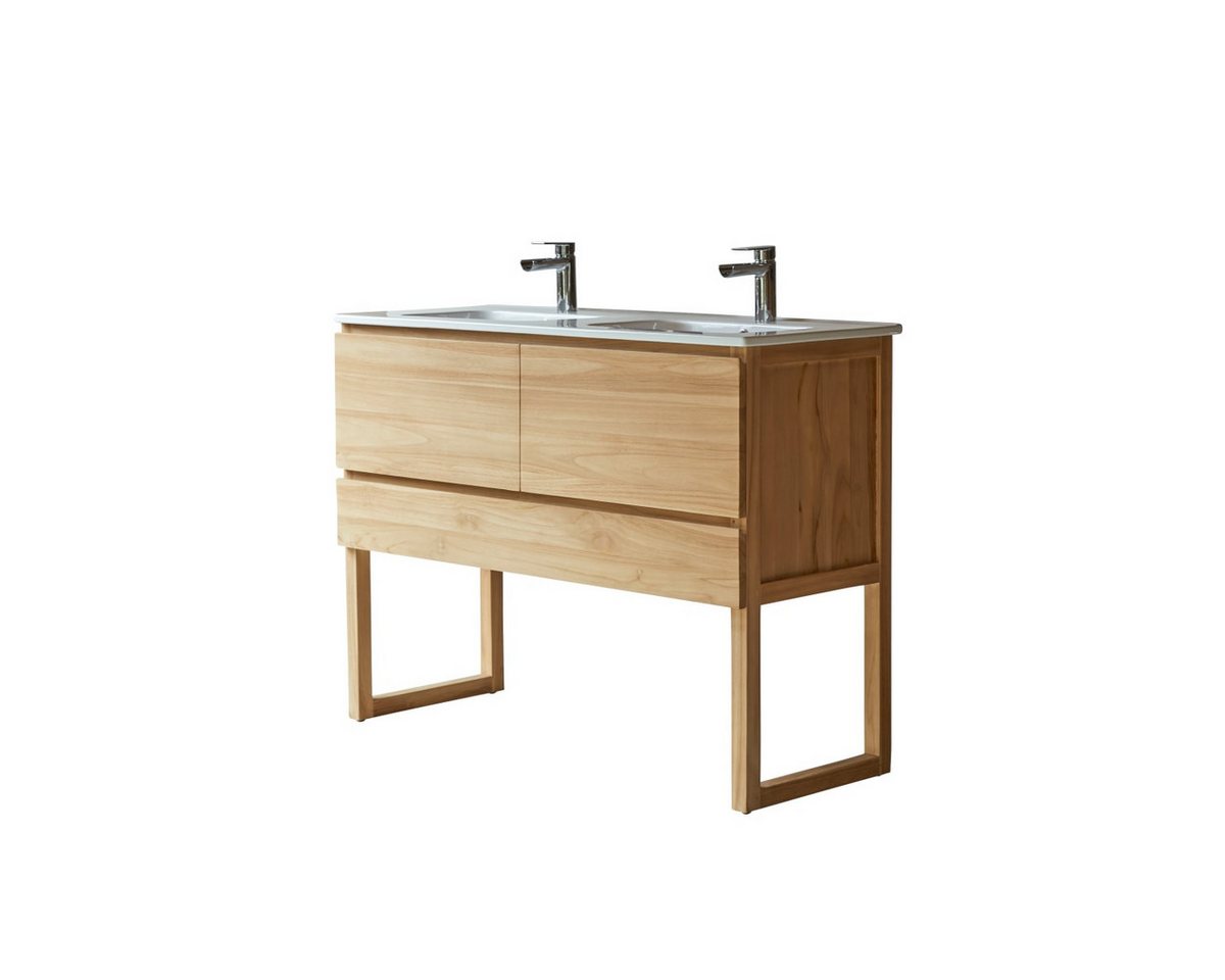 Tikamoon Waschtisch Waschtisch aus Teakholz mit Waschbecken aus Keramik 120 Edgar Tikamoon Waschtisch Waschtisch aus Teakholz mit Waschbecken aus Keramik 120 Edgar von Tikamoon