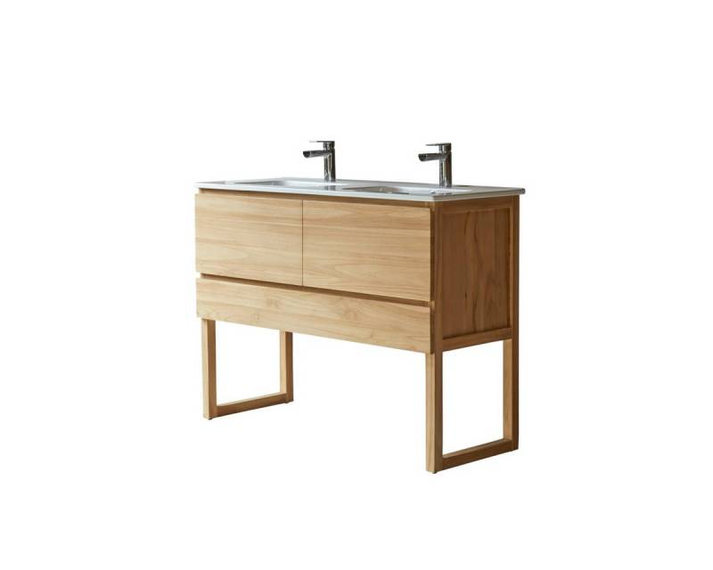 Tikamoon Waschtisch Waschtisch aus Teakholz mit Waschbecken aus Keramik 120 Edgar Tikamoon Waschtisch Waschtisch aus Teakholz mit Waschbecken aus Keramik 120 Edgar von Tikamoon