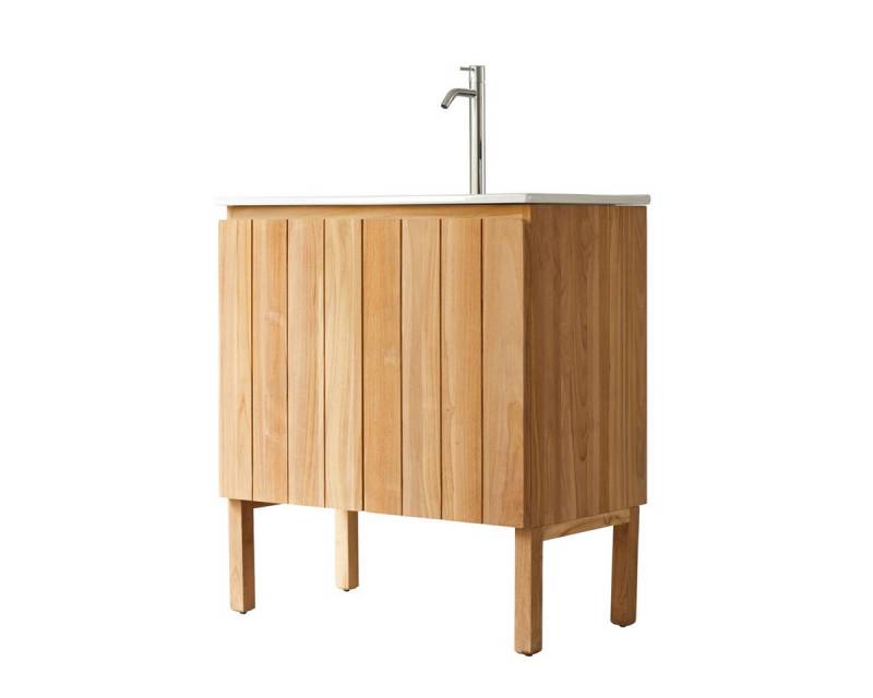 Tikamoon Waschtisch Waschtisch mit integriertem Keramikwaschbecken 80 cm Jill von Tikamoon