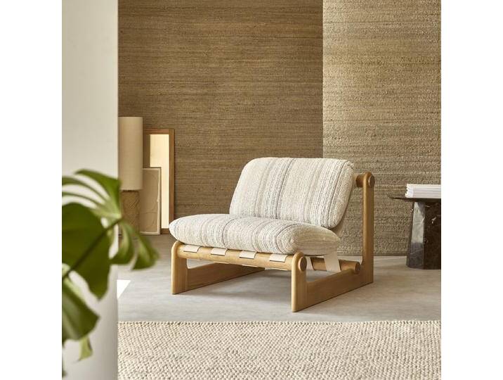 XL-Sessel aus massiver Eiche und beigem Stoff - Beige - Fabric von Tikamoon