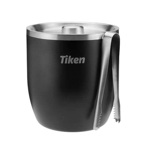 Tiken 3L Edelstahl Eiseimer mit Deckel und Zange Doppelwandiger Vacuum Isolierter Eiskübel Eiswürfelbehälter für Sekt, Cocktailbar, Parties & Outdoor von Tiken