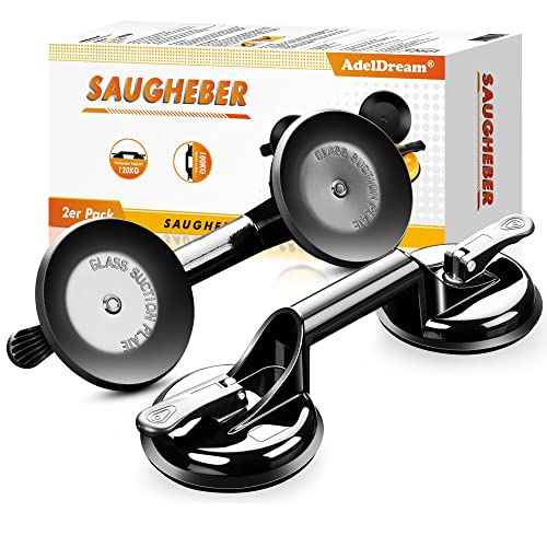 Tiklife Saugheber Glassauger(2 Stück) - Ergonomische & 100kg tragfähiger Vakuumheber für den Transport von Fliesen, Laminat, Scheiben und Glas als Glasheber, Glassauger, Glasträger (Schwarz) von Tiklife