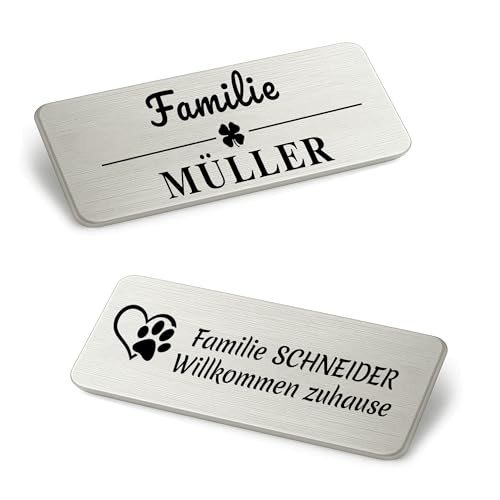 Tiklife Türschild Edelstahl 60x15mm,1 Stück Personalisiertes Namensschild mit präziser Lasergravur, selbstklebend & wetterfest, für Haustür, Briefkasten, Klingel, Made in Germany 80x35*2 Tiklife Türschild Edelstahl 60x15mm,1 Stück Personalisiertes Namensschild mit präziser Lasergravur, selbstklebend & wetterfest, für Haustür, Briefkasten, Klingel, Made in Germany 80x35*2 von Tiklife