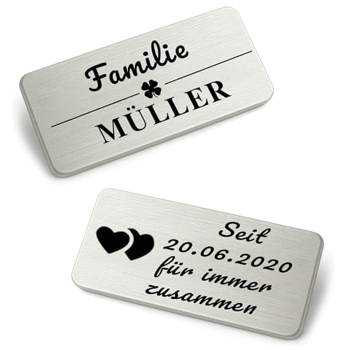 Tiklife Türschild Edelstahl 60x15mm,2 Stück Personalisiertes Namensschild mit präziser Lasergravur, selbstklebend & wetterfest, für Haustür, Briefkasten, Klingel, Made in Germany 100x50*2 Tiklife Türschild Edelstahl 60x15mm,2 Stück Personalisiertes Namensschild mit präziser Lasergravur, selbstklebend & wetterfest, für Haustür, Briefkasten, Klingel, Made in Germany 100x50*2 von Tiklife