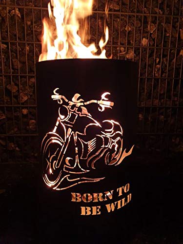 Feuertonne/Feuerkorb mit Motiv Born to be wild von Tiko-Metalldesign