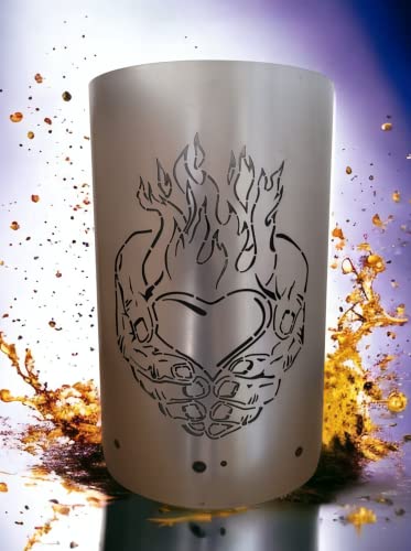 Feuertonne/Feuerkorb mit Motiv Burning Heart Brennendes Herz von Tiko-Metalldesign