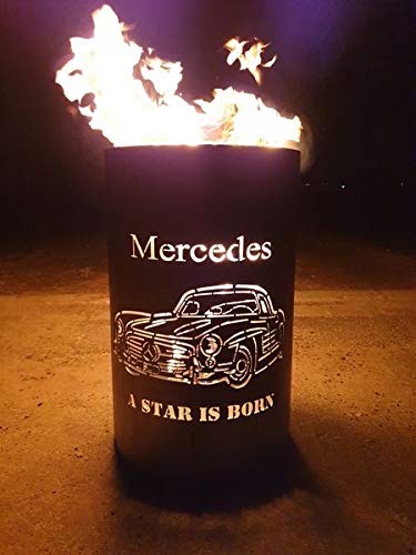 TiKo-Design Feuertonne - Feuerkorb - Lagerfeuertonne mit Motiv Mercedes - A Star is Born – Verleihen Sie Ihrem Garten EIN besonderes Ambiente für unvergessliche Abende von Tiko-Metalldesign