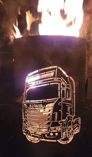 Feuertonne/Feuerkorb mit Motiv Scania - Truck von Tiko-Metalldesign