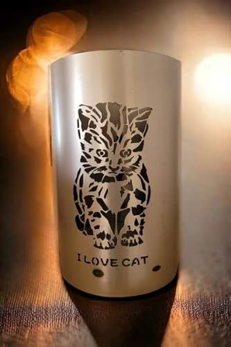 Feuertonne/Feuerkorb mit Motv Katze I Love Cat von Tiko-Metalldesign