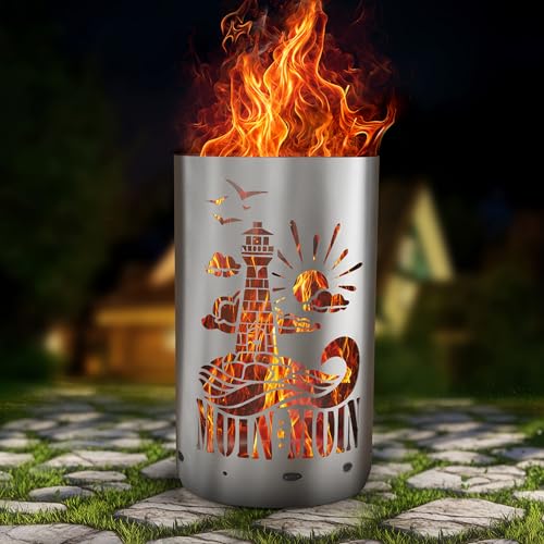 TiKo-Design Feuertonne - Lagerfeuertonne - Feuerkorb mit Leuchtturm Moin Moin Motiv – Verleihen Sie Ihrem Garten EIN besonderes Ambiente für unvergessliche Abende mit ihren Freunden von Tiko-Metalldesign