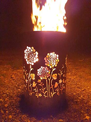 TiKo-Design Feuertonne - Lagerfeuertonne - Feuerkorb mit Flower Power Motiv – Verleihen Sie Ihrem Garten EIN besonderes Ambiente für unvergessliche Abende mit ihren Freunden von Tiko-Metalldesign