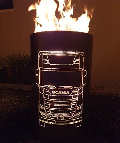 TiKo-Design Feuertonne - Lagerfeuertonne - Feuerkorb mit Scania Truck Motiv – Verleihen Sie Ihrem Garten EIN besonderes Ambiente für unvergessliche Abende mit ihren Trucker Freunden von Tiko-Metalldesign