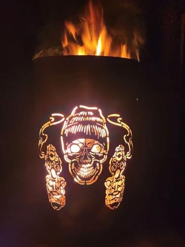 TiKo-Design Feuertonne - Lagerfeuertonne - Feuerkorb mit Skull Motiv – Verleihen Sie Ihrem Garten EIN besonderes Ambiente für unvergessliche Abende mit ihren Freunden von Tiko-Metalldesign