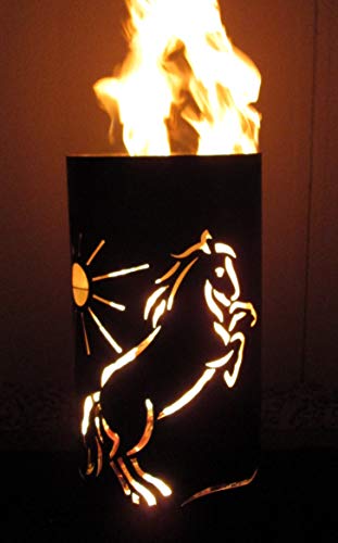 Feuertonne/Feuerkorb, Feuerschale mit Motiv Pferd von Tiko-Metalldesign