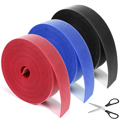 Klett Klettband Kabelbinder, Tikplus 3 Roll 5M X 20MM Klettband Beidseitig, Wiederverschließbar Kabelbinder Klettverschluss Band mit 1 Stk Schere für Hause und Büro von Tikplus