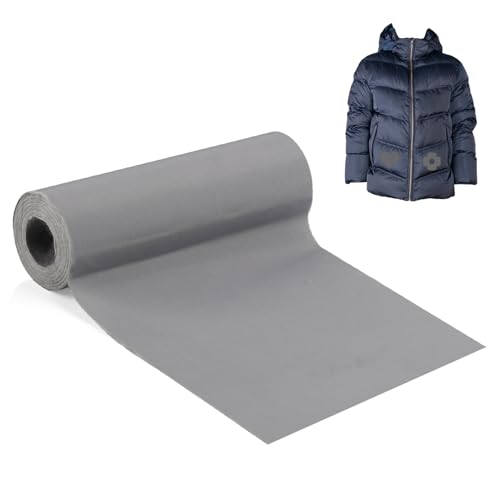 Selbstklebender Textilkleber für Stoffe, 10cm*2m Nylon Reparaturflicken, Wasserdicht Flicken Patches, Reparaturset für Daunenjacken, Nylon Reparaturset für Zelt Raincoats Kleidung (Grau) von Tikplus