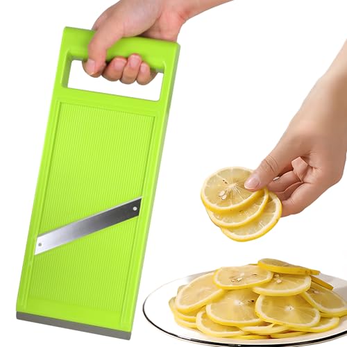 Slicer Vegetable, Food Slicer, Manual kitchen Slicer Fruit Veggie, Handheld Cutter for Carrot Cucumber, Stainless Steel Chopper, Chip Maker for Quick Slicing Vegetables Fruits (Green) von Tikplus