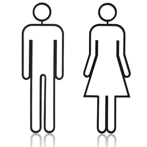 WC Schild, 2 Pcs Toilettenschild für Männer und Frauen, Selbstklebend Türschild Toilette, Acryl-Figuren Symbol, Badezimmerschild für Gäste WC (Schwarz) von Tikplus