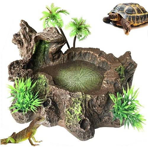 Tikwisdom Reptilienwasserschale, Reptilienplattform aus Harz entworfen von Felsen und Bäumen, Lebensraum, dekorativer Glasbehälter, Wassertank Dekoration,18cm lang Tikwisdom Reptilienwasserschale, Reptilienplattform aus Harz entworfen von Felsen und Bäumen, Lebensraum, dekorativer Glasbehälter, Wassertank Dekoration,18cm lang von Tikwisdom